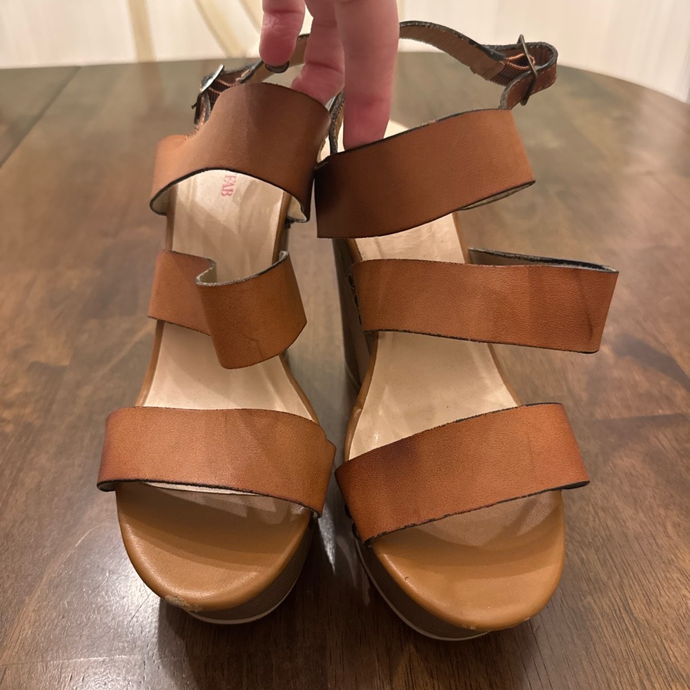 Brown Strappy Chunky Heel